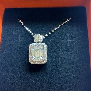 Elegant Moissanite Diamond 5ct Sterling Silver Pendant Necklace